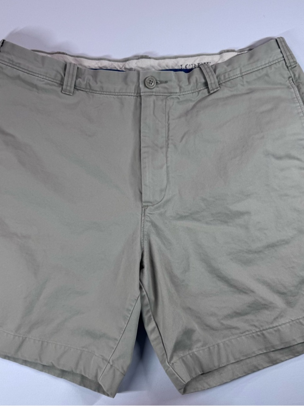 J. Crew Broken-In Reg Fit Flat Front Khaki Casual Cotton Shorts, 38W